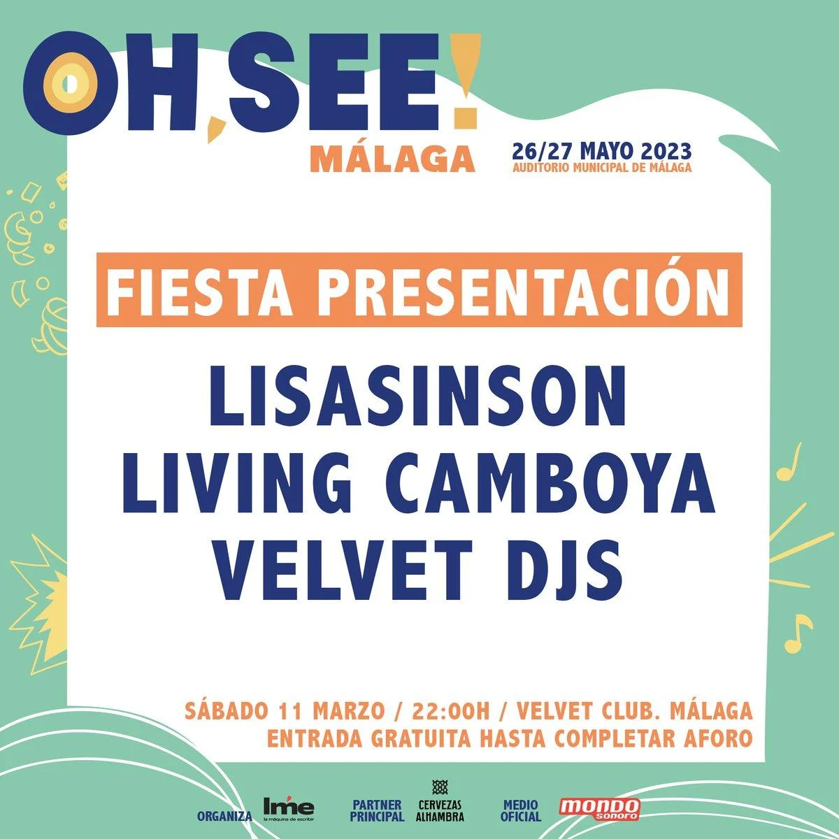 Bandas y DJs actuando en la fiesta de presentación de Oh See! Málaga