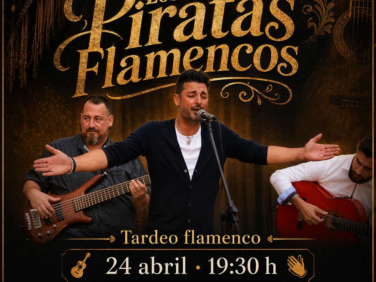 Cartel de Los Piratas Flamencos para un tardeo flamenco en Moet’s el 24 de abril de 2026 a las 19:30, con música en directo y ambiente festivo.