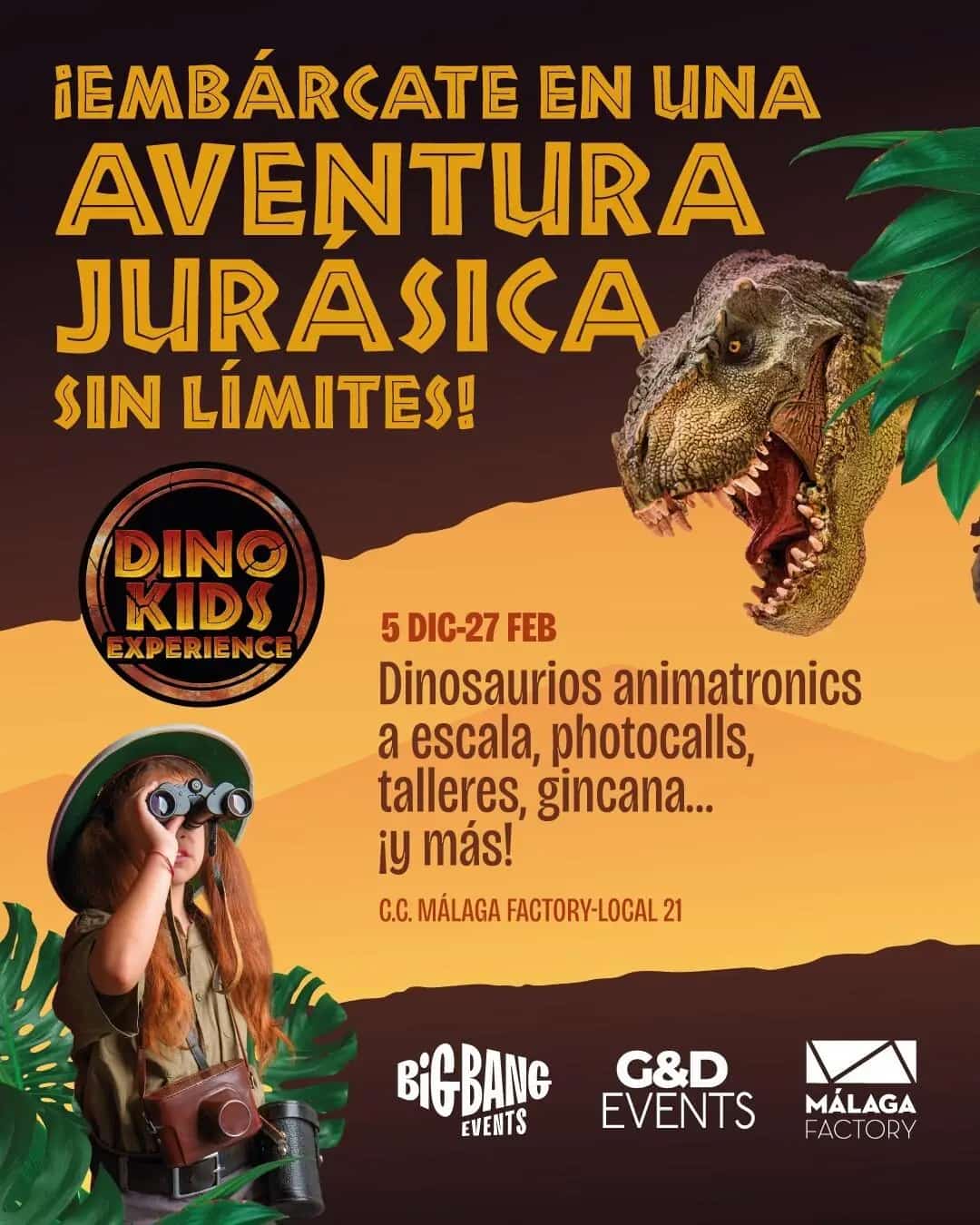 DinoKids Experience with life-sized animatronic dinosaurs in Málaga 2026