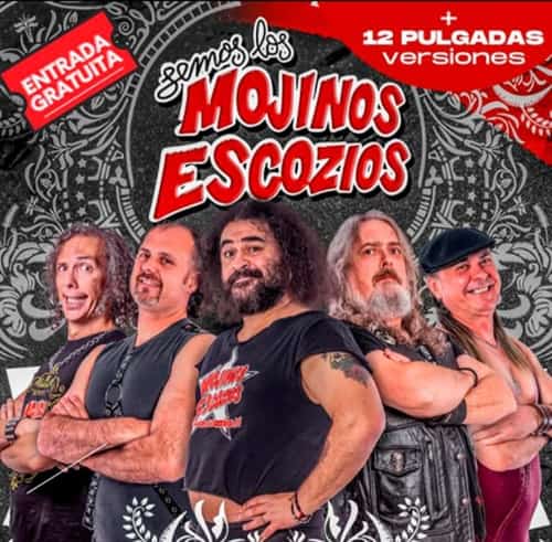 Cartel en soporte de calle con la imagen de Mojinos Escozíos y el texto “Los Más Grandes Gira 2025”; en grande “Viernes 17 — 23.00 h — Auditorio Recinto Ferial”