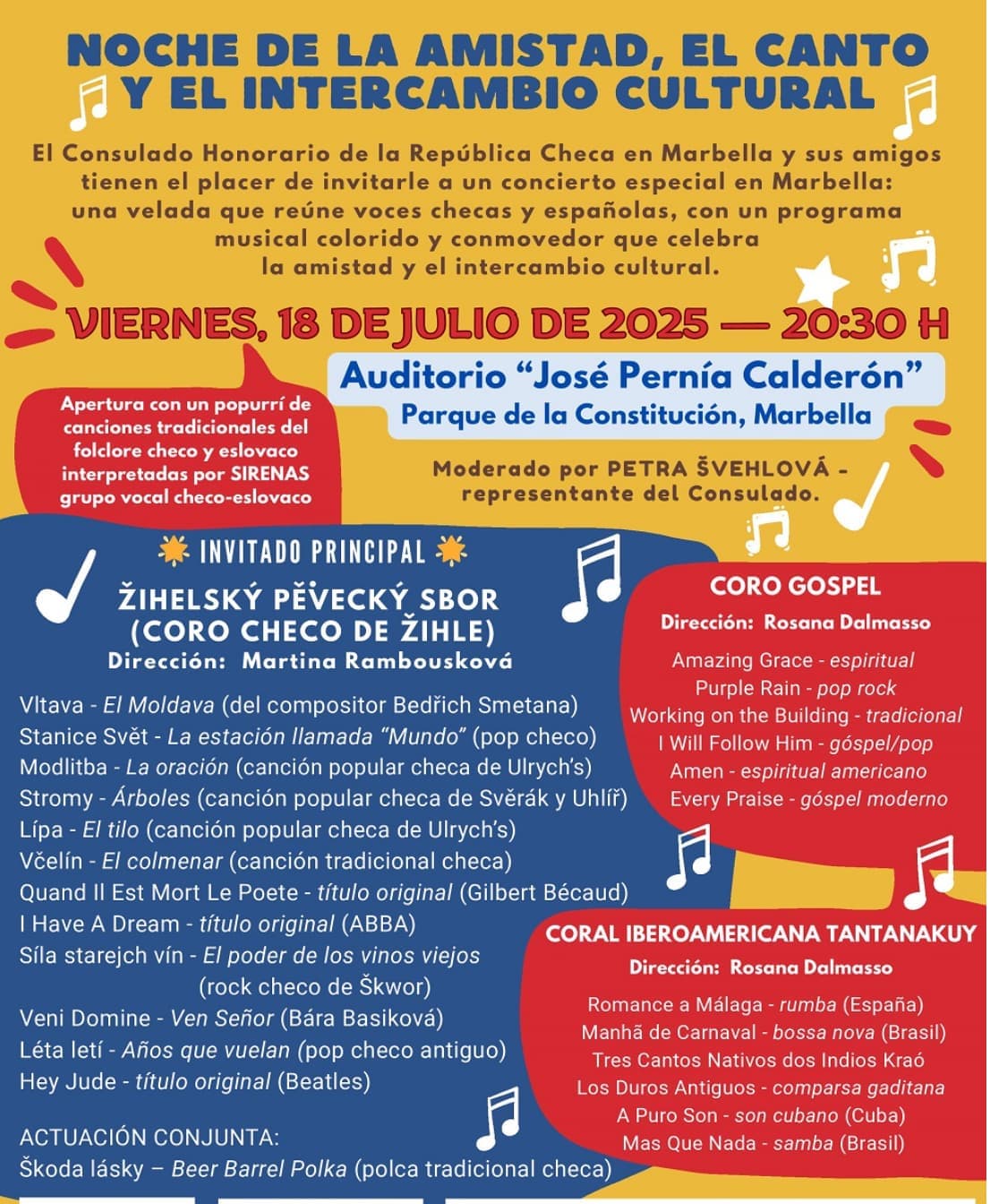 Noche de la amistad, el canto y el intercambio cultural Póster