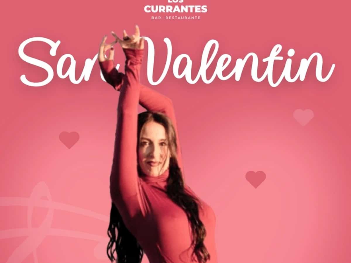 Cantante Eva Piñero con vestido rojo promocionando música en directo por San Valentín en Los Currantes Bar Restaurante desde las 22:00h.