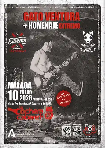 Gato Ventura actuando en vivo con un homenaje a Extremoduro