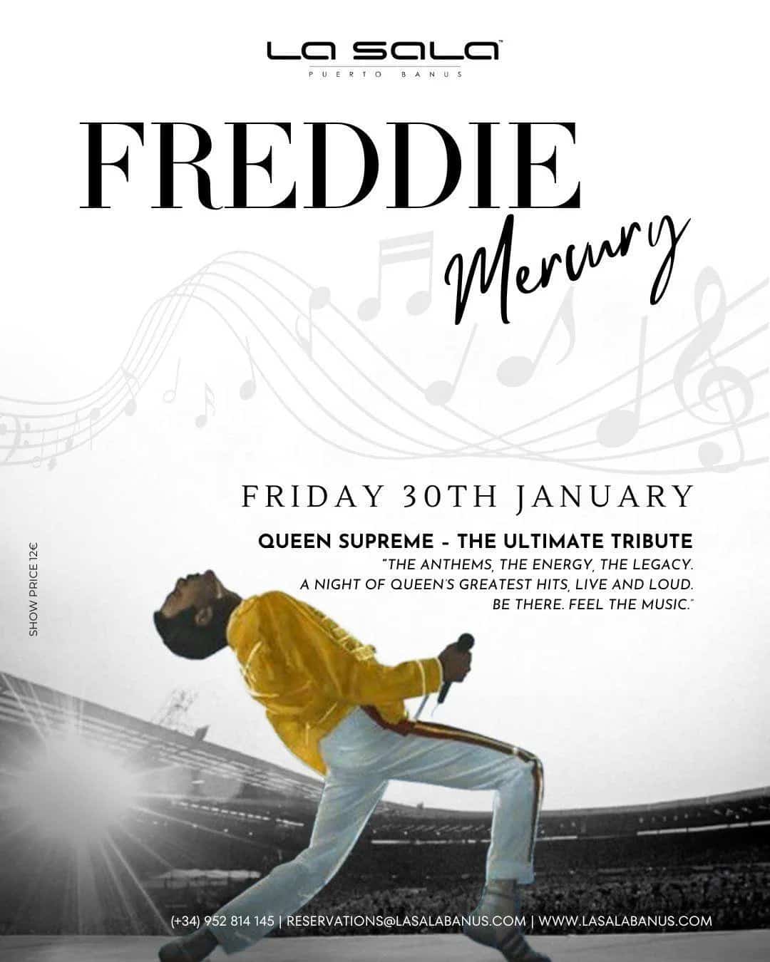 Actuación tributo a Freddie Mercury en La Sala Puerto Banús en Marbella.