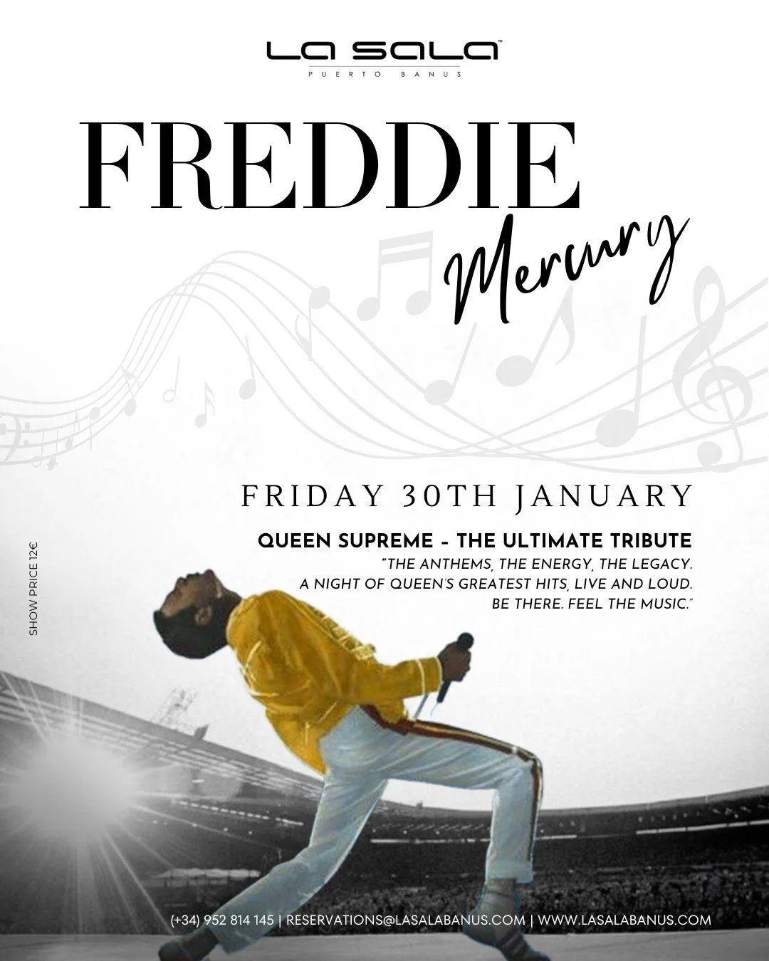 Actuación tributo a Freddie Mercury en La Sala Puerto Banús en Marbella.