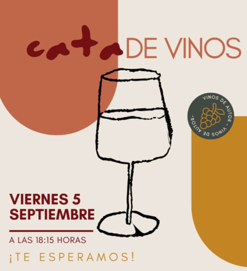 Imagen promocional de la cata de vinos “Tiempos de Vendimia” en Casa Pablo Marbella, con copa de vino y uvas de vendimia.