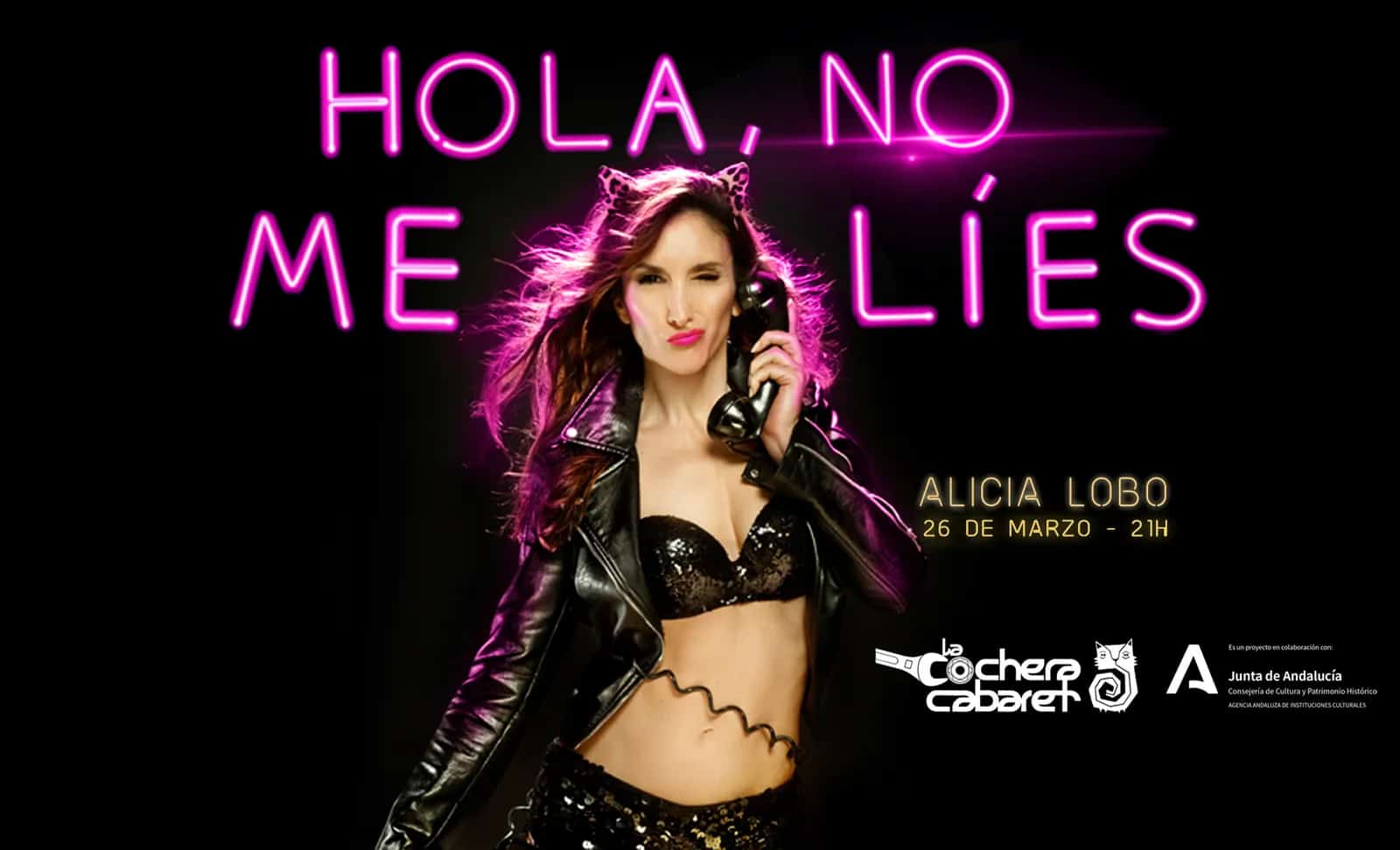 Alicia Lobo actuando en Hola, No Me Lies en Málaga 2026