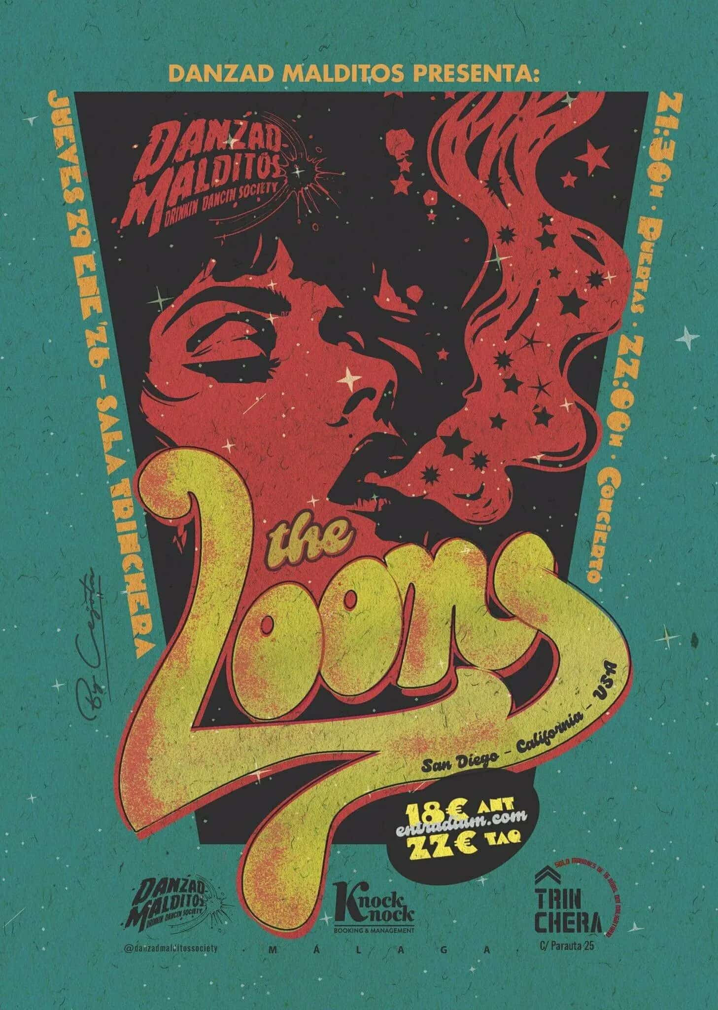 The Loons actuando en directo con su sonido garage y psicodélico en Sala La Trinchera de Málaga.