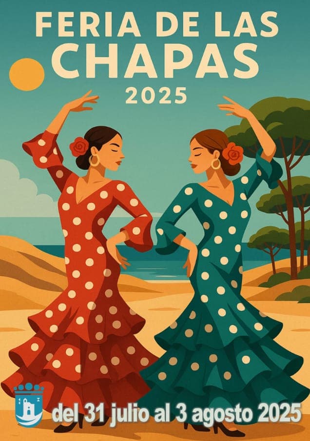 Las Chapas Fair 2025 - 31th July : Petanque, Rides & Live Music on Av. Víbora Baja, Marbella Poster