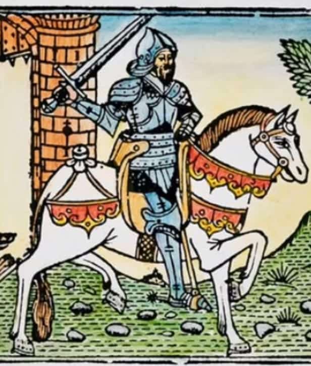 Poster for “El Cid, History and Myth” lecture featuring a medieval knight on horseback; text showing Dr. David Porrinas, Wednesday 10 September 2025, 19:00, Centro Cultural Hospital Real de la Misericordia – Hospitalillo (Marbella), with organizer logos.