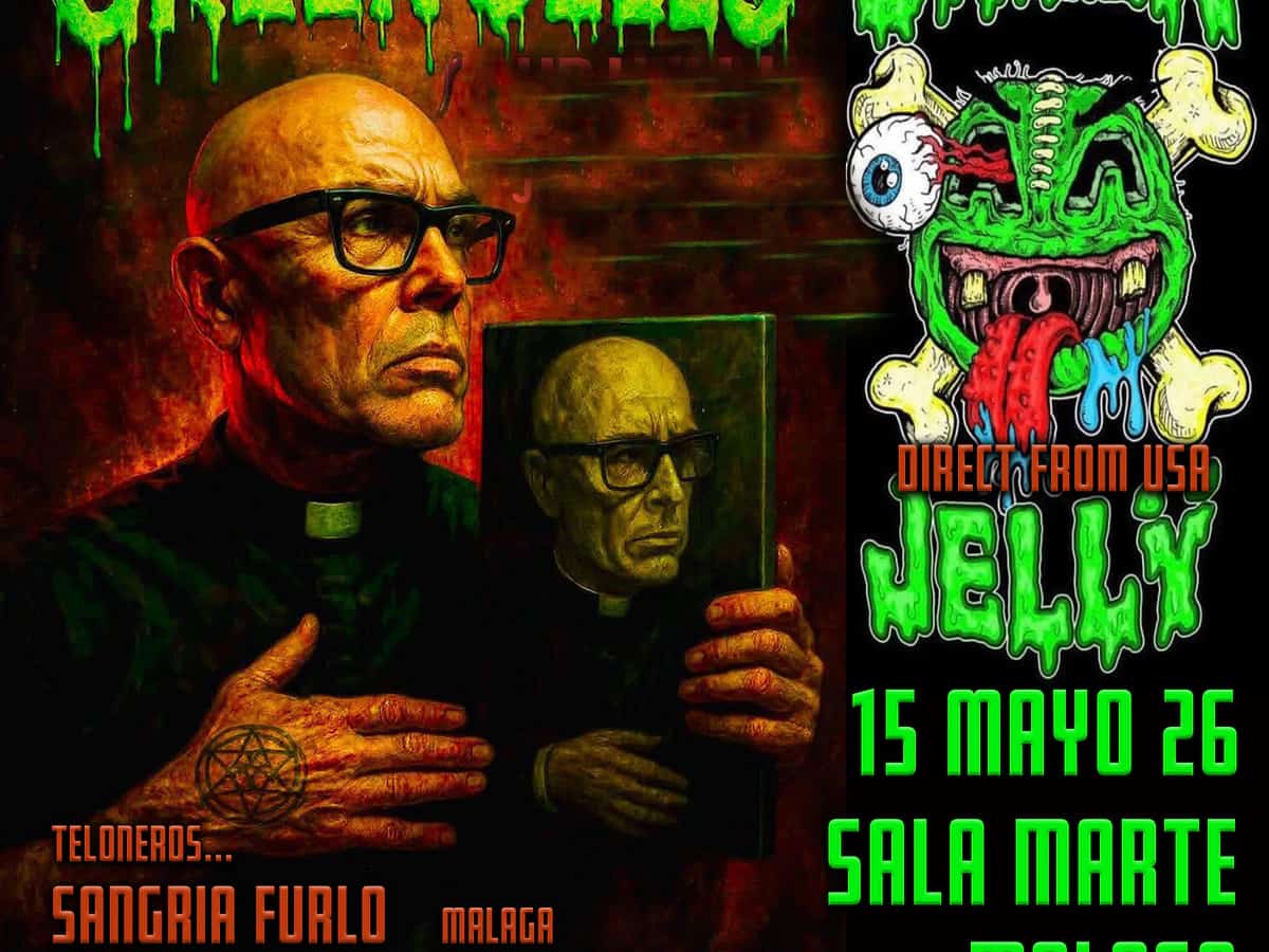 Event poster for Green Jelly in concert with Sangria Furlo and Ovines.