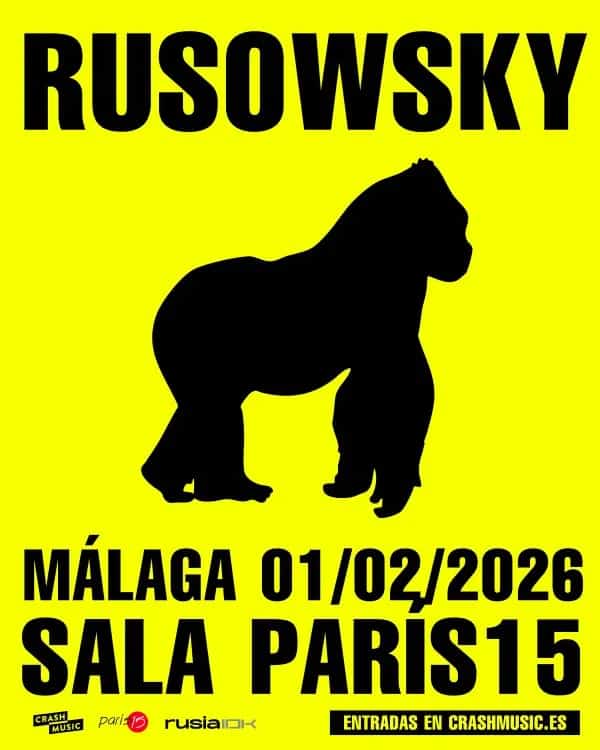 Cartel de Rusowsky en Vivo en Málaga 2026 – Éxitos de Pop Alternativo en Sala París 15